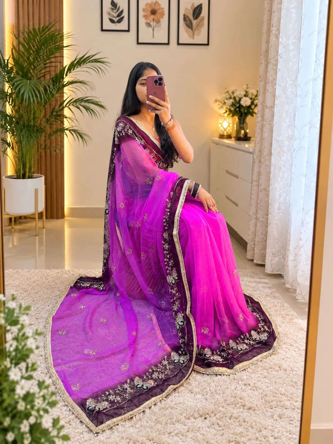 Dual Shade Titli Georgette Party Wear Saree