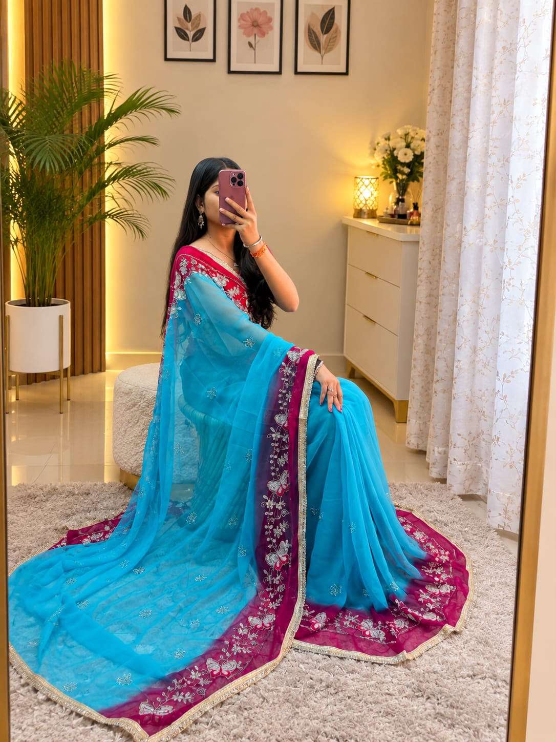 Dual Shade Titli Georgette Party Wear Saree