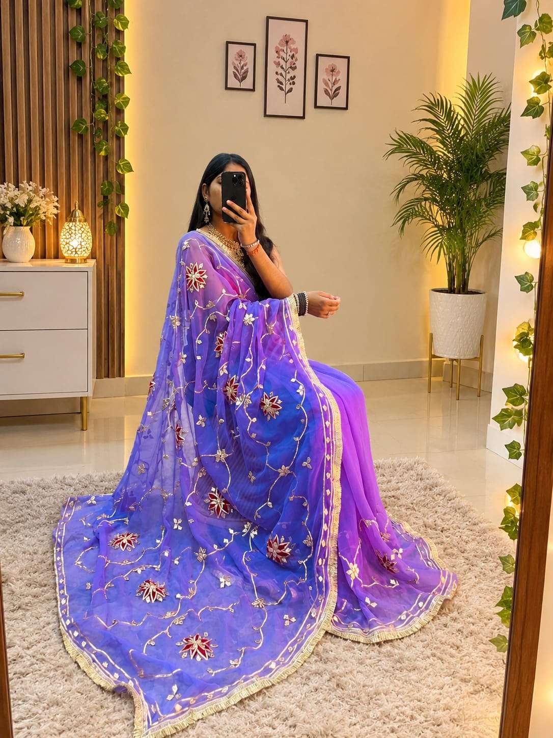 Payal Kacchi Gotta Handcrafted Georgette Party Wear Saree