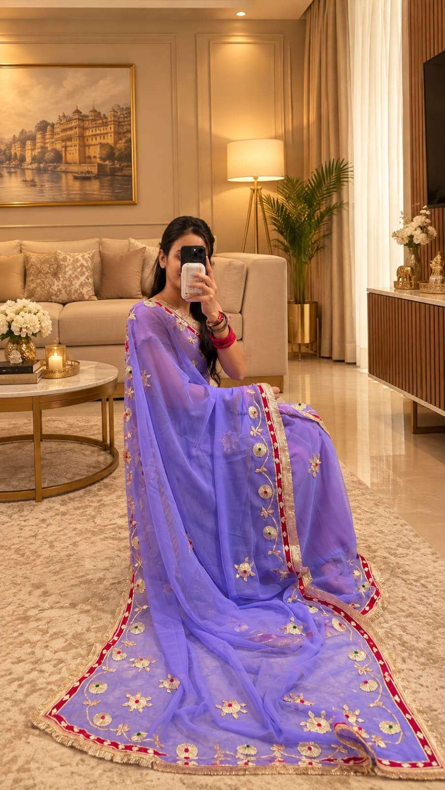 Tokri Gotta Handcrafted Georgette Party Wear Saree