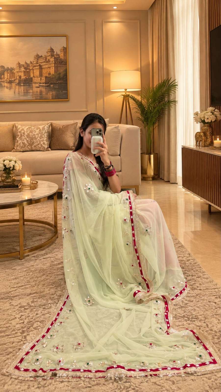 Tokri Gotta Handcrafted Georgette Party Wear Saree