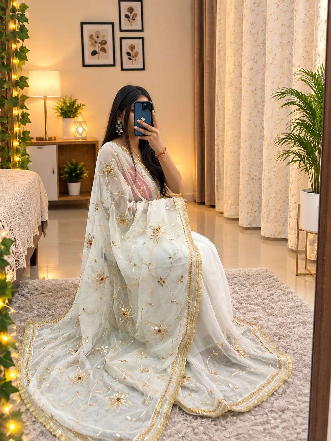 Flower Gotta Handcrafted Georgette Party Wear Saree