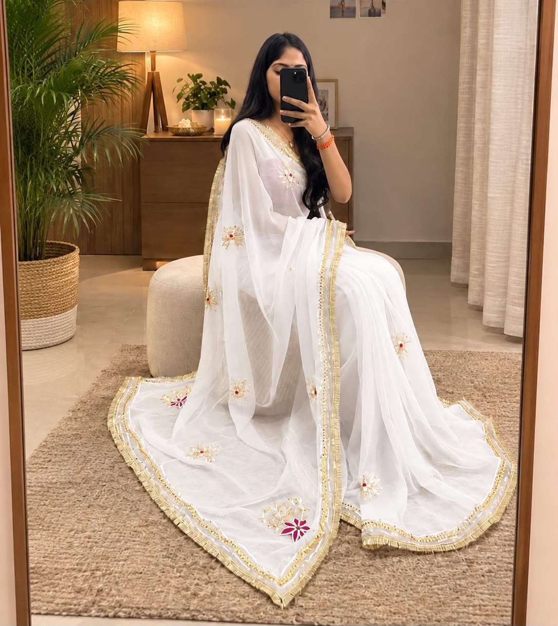 Manvi Gota Handcrafted Georgette Party Wear Saree