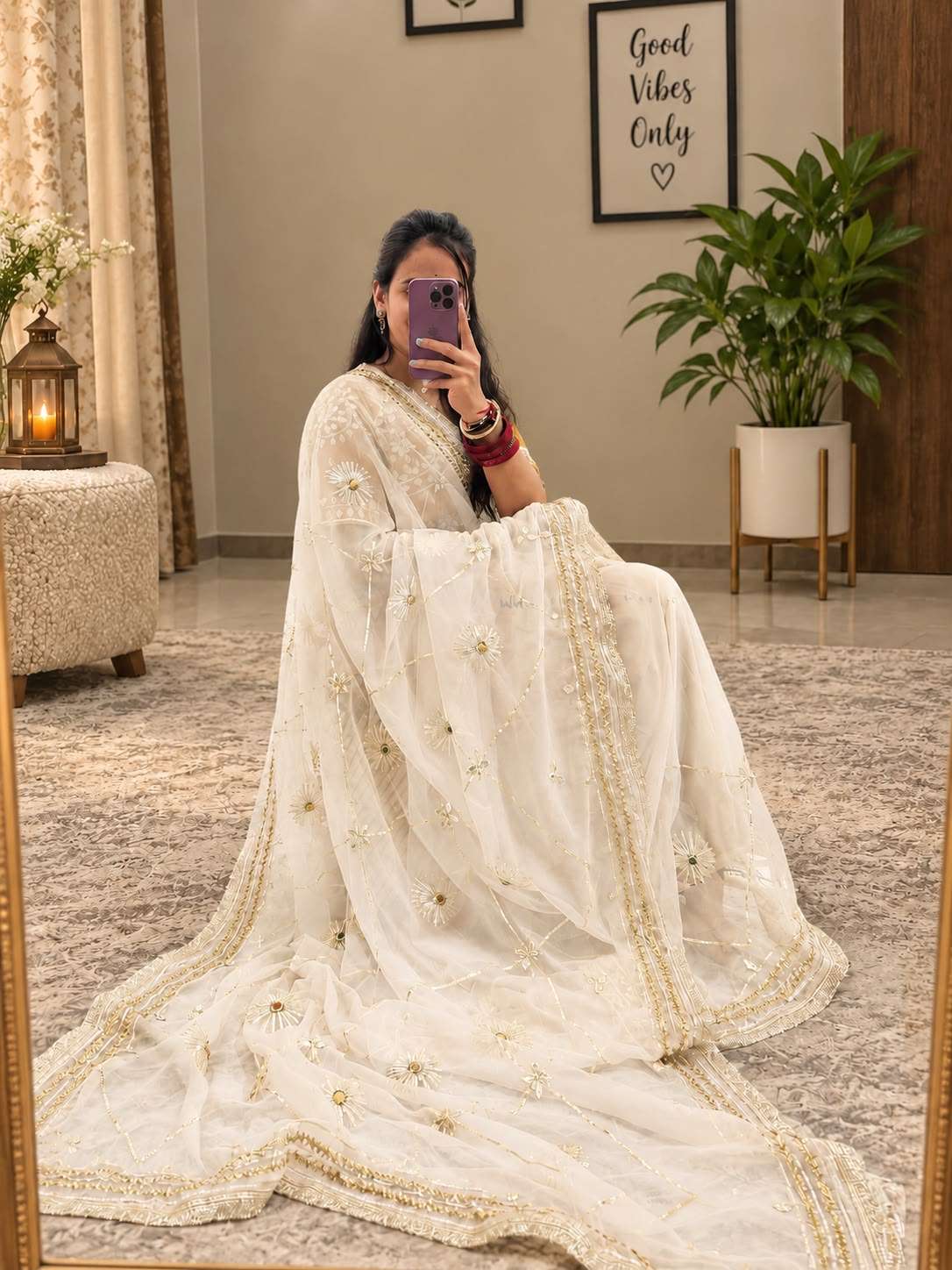 Premium Handcrafted Kacchi Gota Georgette Party Wear Saree