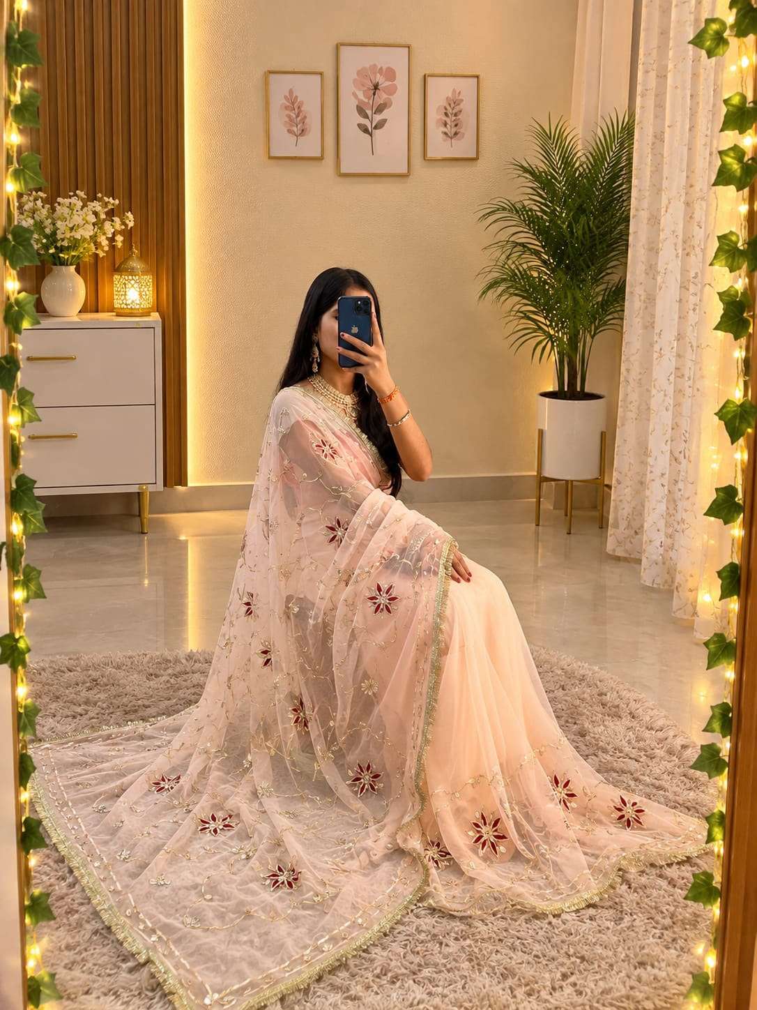 Payal Kacchi Gotta Handcrafted Georgette Party Wear Saree