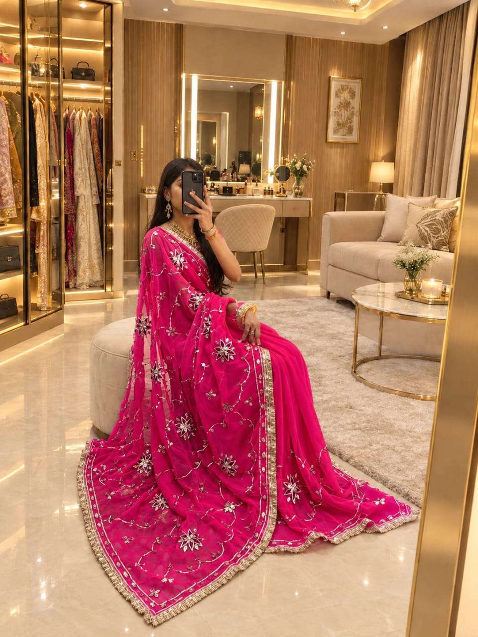Payal Kacchi Gotta Handcrafted Georgette Party Wear Saree