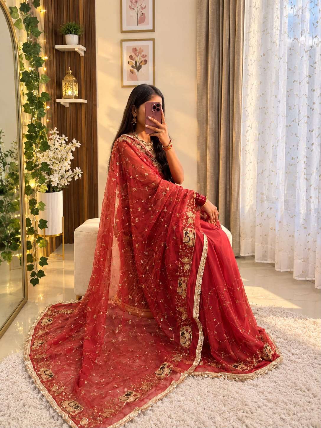 Hathi Jaal Vintage Aari Taari Georgette Saree