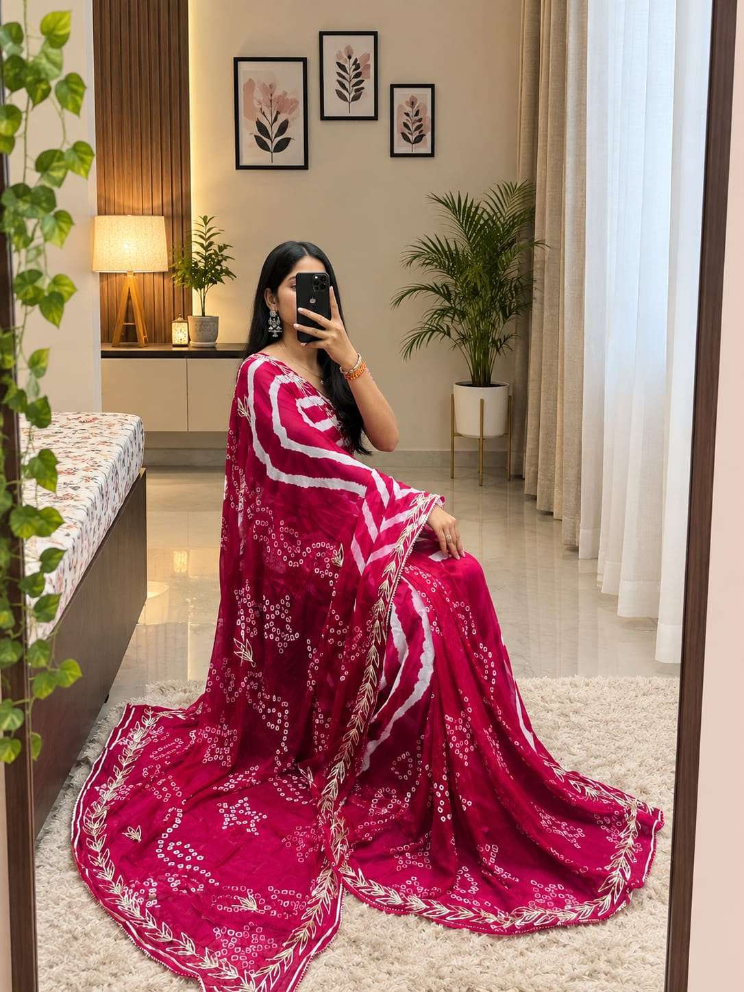 Lahariya Bandni Kavhi Gotta Chiffon Party Wear Saree