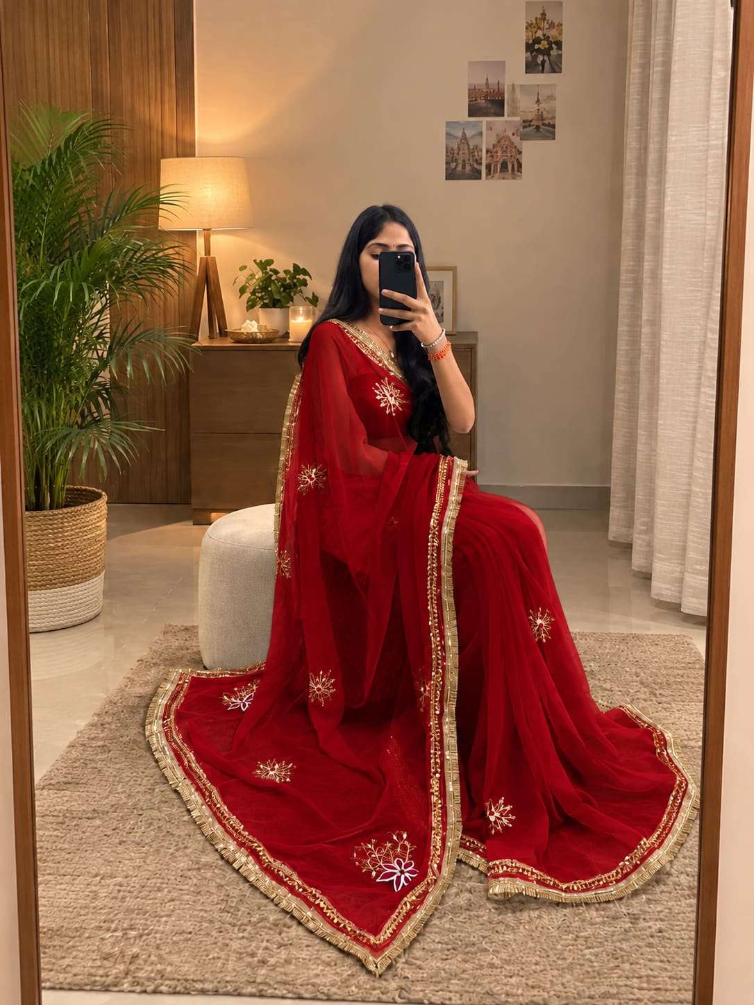 Manvi Gota Handcrafted Georgette Party Wear Saree