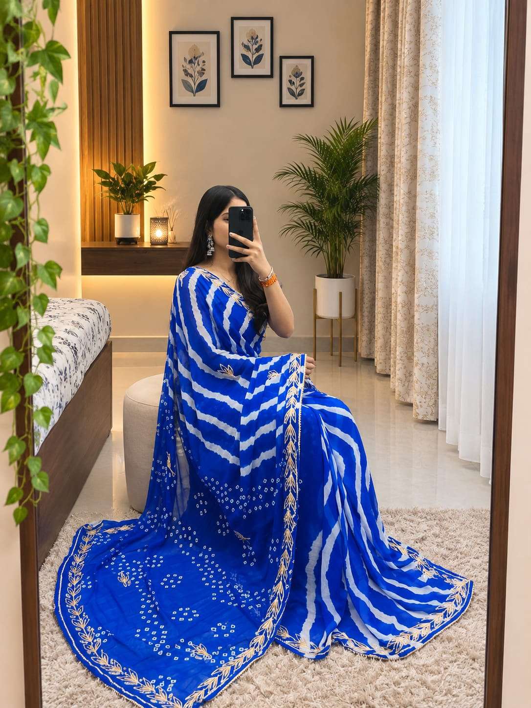 Lahariya Bandni Kavhi Gotta Chiffon Party Wear Saree
