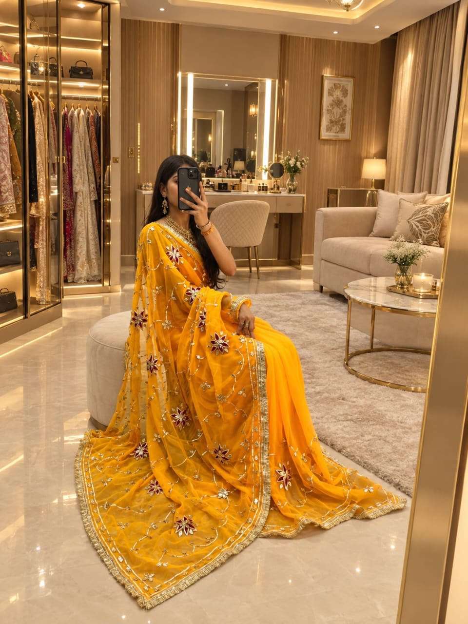 Payal Kacchi Gotta Handcrafted Georgette Party Wear Saree