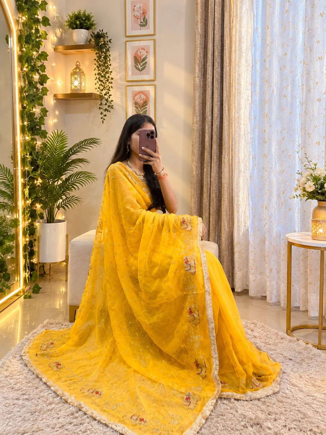 Hathi Jaal Vintage Aari Taari Georgette Saree