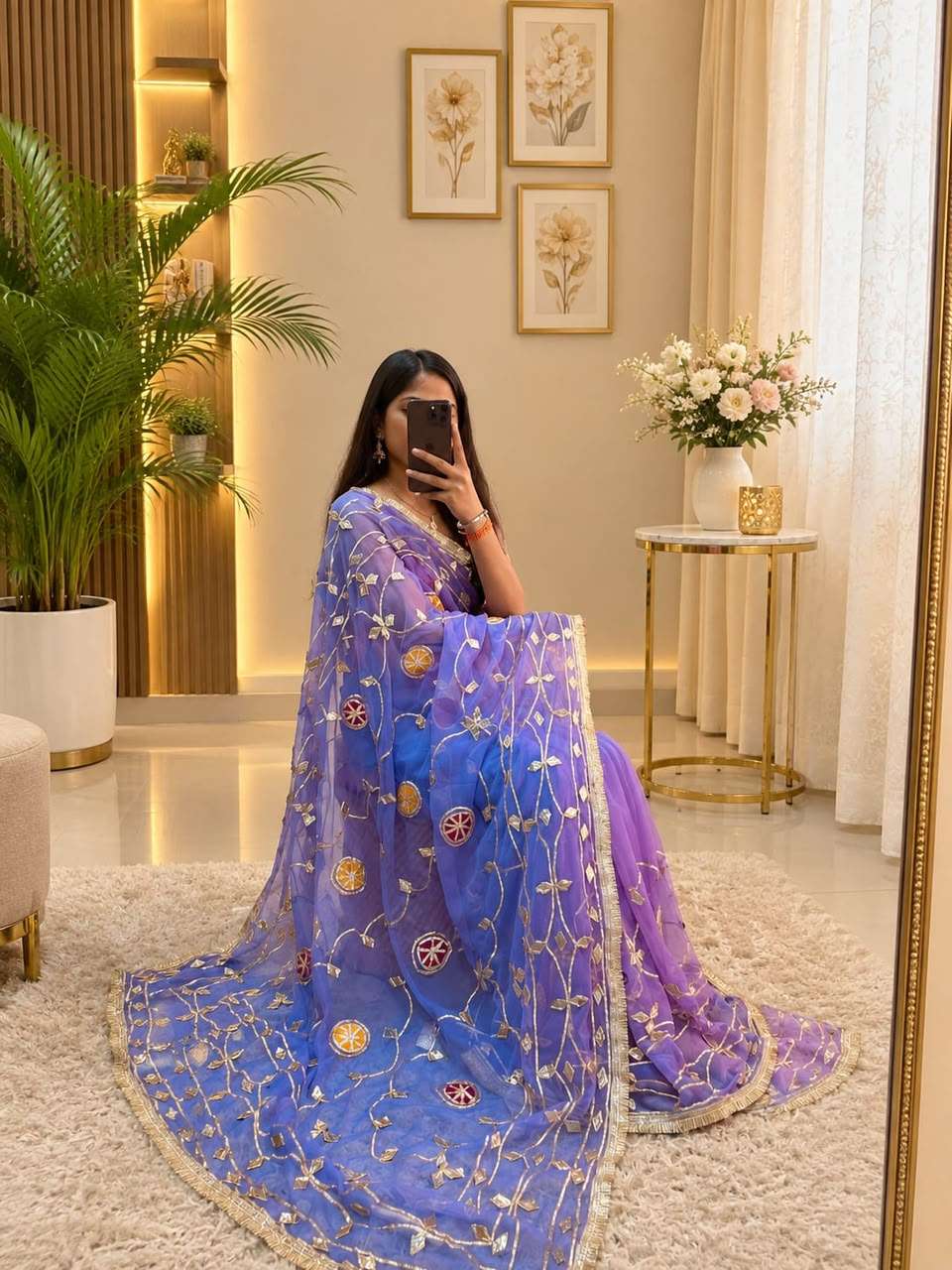 Chakri Gotta Handcrafted Georgette Party Wear Saree